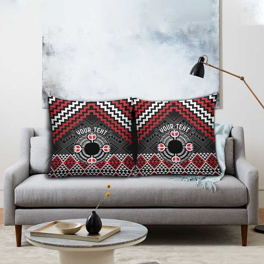 Personalised Aotearoa Niho Taniwha Motif Pillow Cover Red Style - Aussie Hoodie