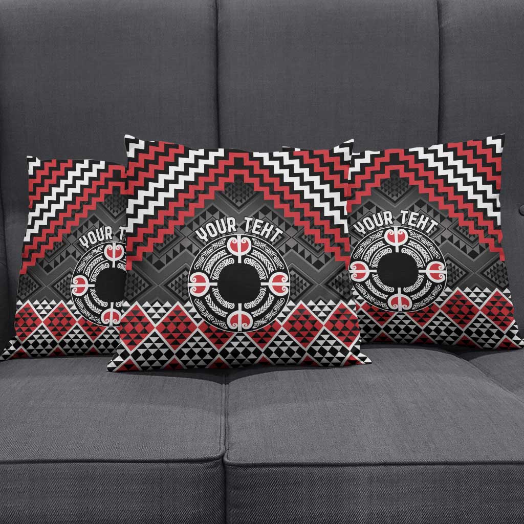 Personalised Aotearoa Niho Taniwha Motif Pillow Cover Red Style - Aussie Hoodie
