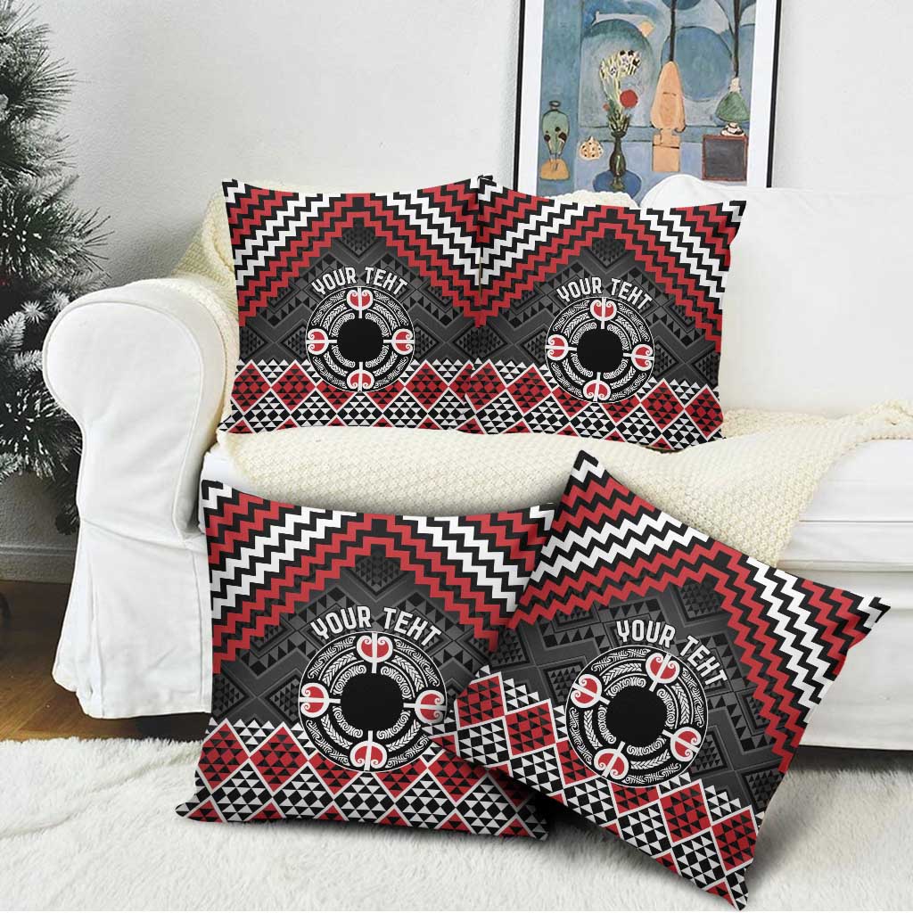 Personalised Aotearoa Niho Taniwha Motif Pillow Cover Red Style - Aussie Hoodie
