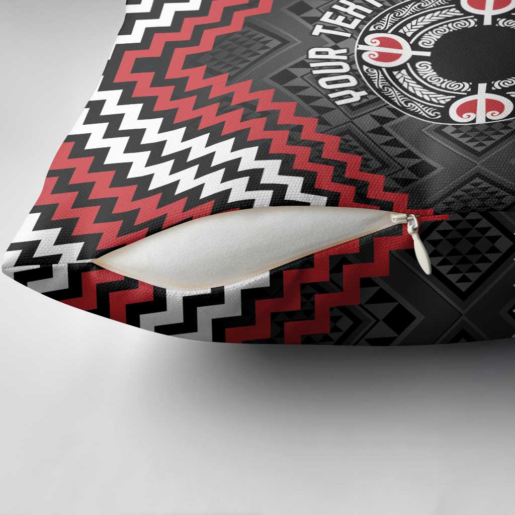 Personalised Aotearoa Niho Taniwha Motif Pillow Cover Red Style - Aussie Hoodie