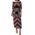 Personalised Aotearoa Niho Taniwha Motif Puletasi Red Style