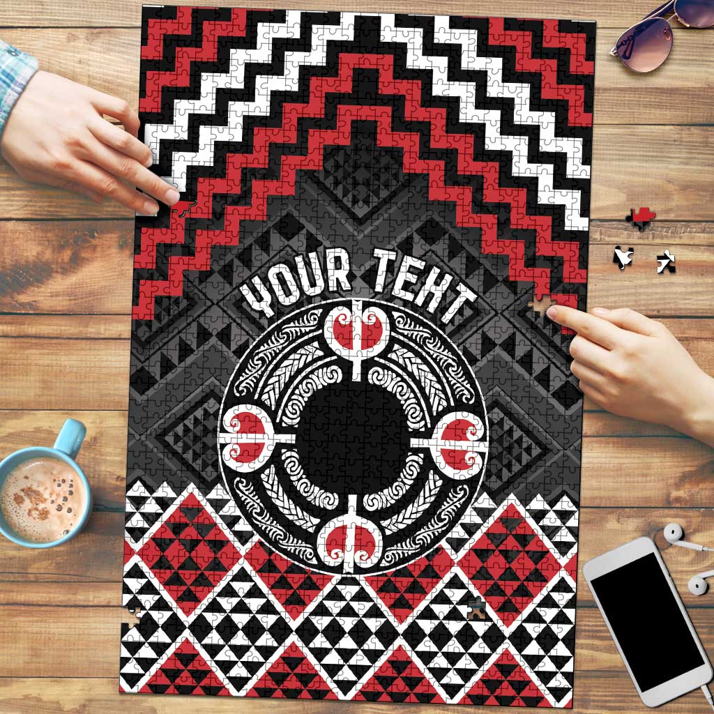 Personalised Aotearoa Niho Taniwha Motif Puzzle Red Style - Aussie Hoodie