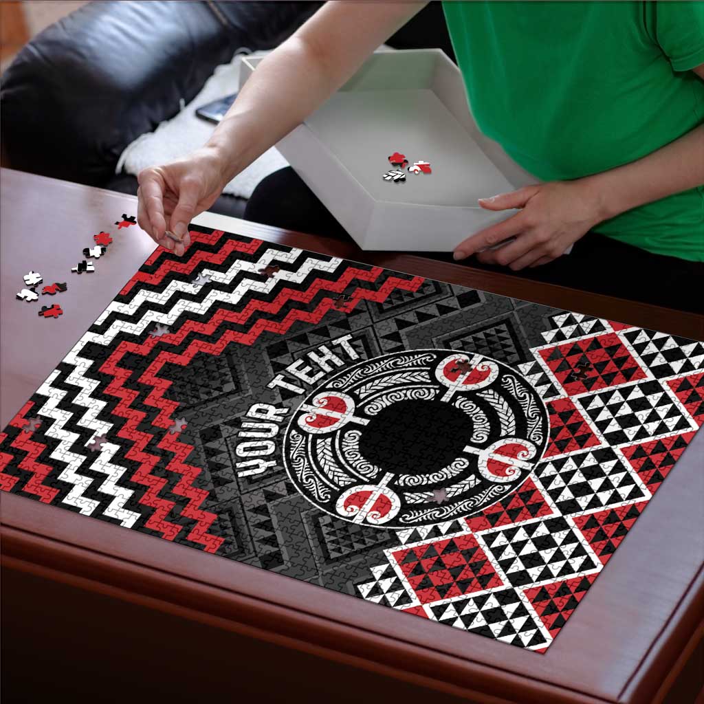 Personalised Aotearoa Niho Taniwha Motif Puzzle Red Style - Aussie Hoodie