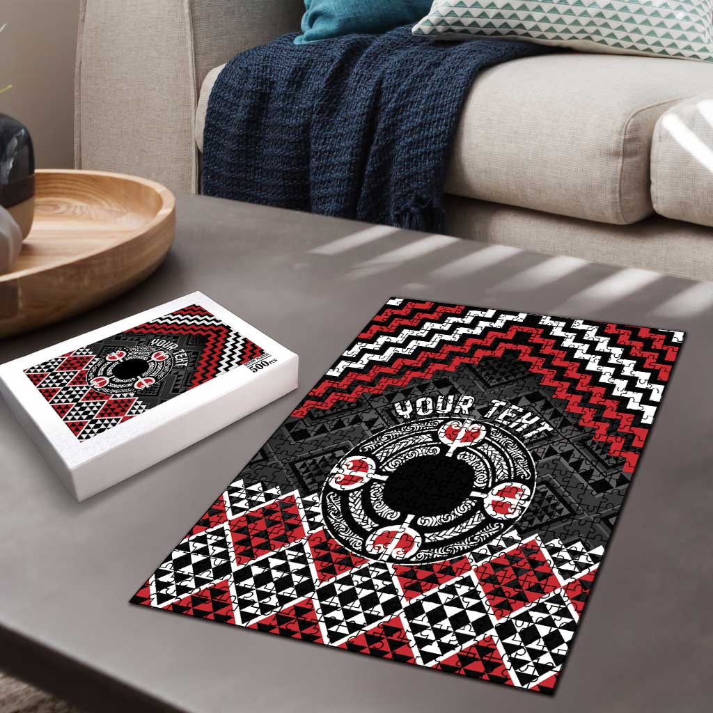 Personalised Aotearoa Niho Taniwha Motif Puzzle Red Style - Aussie Hoodie