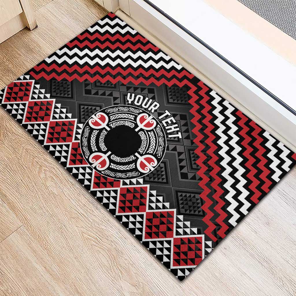 Personalised Aotearoa Niho Taniwha Motif Rubber Doormat Red Style