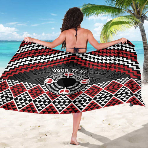 Personalised Aotearoa Niho Taniwha Motif Sarong Red Style