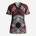 Personalised Aotearoa Niho Taniwha Motif Scrub Top Red Style - Aussie Hoodie