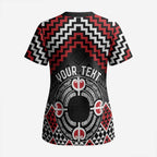 Personalised Aotearoa Niho Taniwha Motif Scrub Top Red Style - Aussie Hoodie
