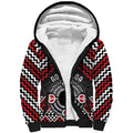 Personalised Aotearoa Niho Taniwha Motif Sherpa Hoodie Red Style