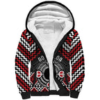 Personalised Aotearoa Niho Taniwha Motif Sherpa Hoodie Red Style