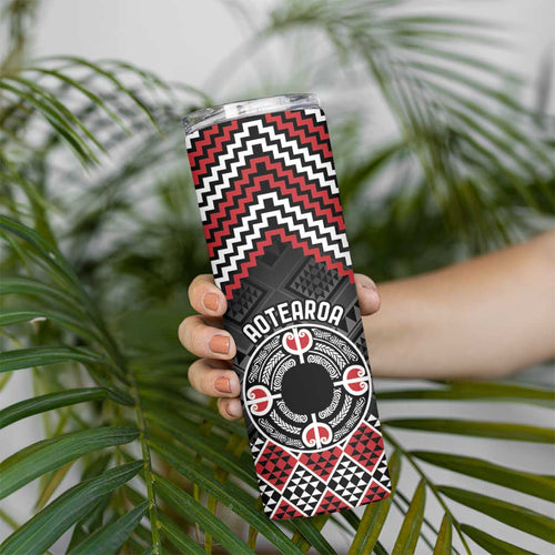 Personalised Aotearoa Niho Taniwha Motif Skinny Tumbler Red Style