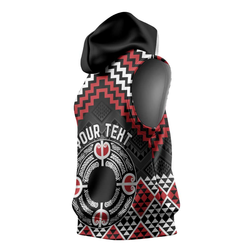Personalised Aotearoa Niho Taniwha Motif Sleeveless Hoodie Red Style - Aussie Hoodie
