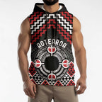 Personalised Aotearoa Niho Taniwha Motif Sleeveless Hoodie Red Style - Aussie Hoodie