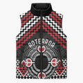 Personalised Aotearoa Niho Taniwha Motif Sleeveless Puffer Jacket Red Style - Aussie Hoodie