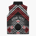 Personalised Aotearoa Niho Taniwha Motif Sleeveless Puffer Jacket Red Style - Aussie Hoodie