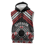 Personalised Aotearoa Niho Taniwha Motif Sleeveless Zip Hoodie Red Style LT9