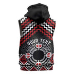 Personalised Aotearoa Niho Taniwha Motif Sleeveless Zip Hoodie Red Style LT9