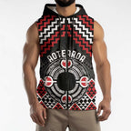 Personalised Aotearoa Niho Taniwha Motif Sleeveless Zip Hoodie Red Style LT9