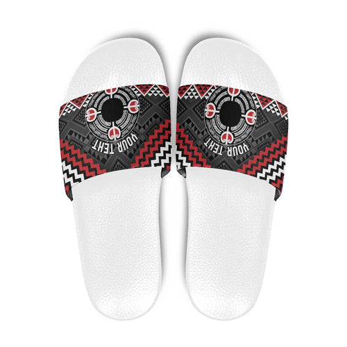 Personalised Aotearoa Niho Taniwha Motif Slide Sandals Red Style - Aussie Hoodie