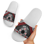 Personalised Aotearoa Niho Taniwha Motif Slide Sandals Red Style - Aussie Hoodie