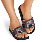 Personalised Aotearoa Niho Taniwha Motif Slide Sandals Red Style - Aussie Hoodie