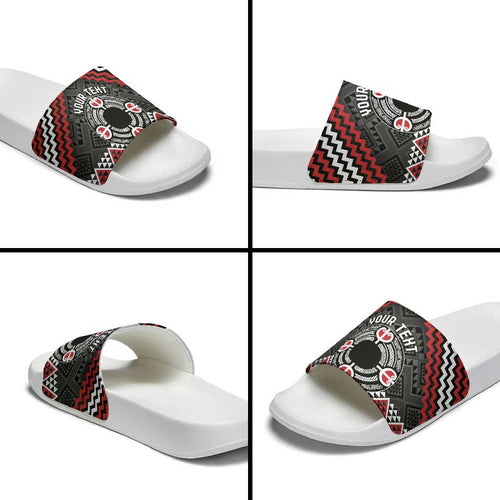 Personalised Aotearoa Niho Taniwha Motif Slide Sandals Red Style - Aussie Hoodie