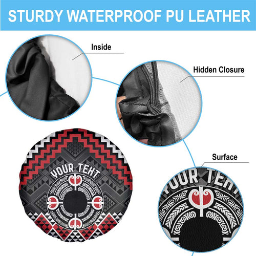 Personalised Aotearoa Niho Taniwha Motif Spare Tire Cover Red Style