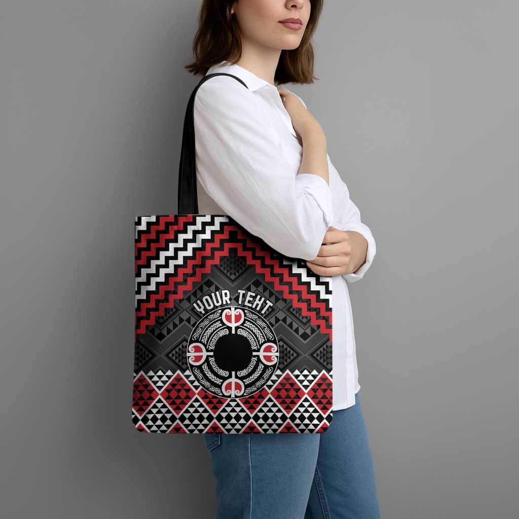 Personalised Aotearoa Niho Taniwha Motif Tote Bag Red Style - Aussie Hoodie