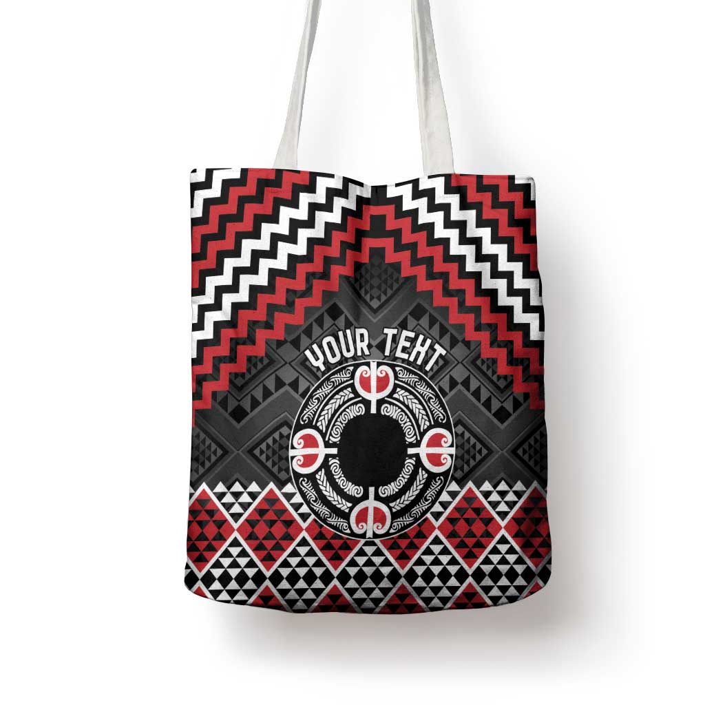 Personalised Aotearoa Niho Taniwha Motif Tote Bag Red Style - Aussie Hoodie