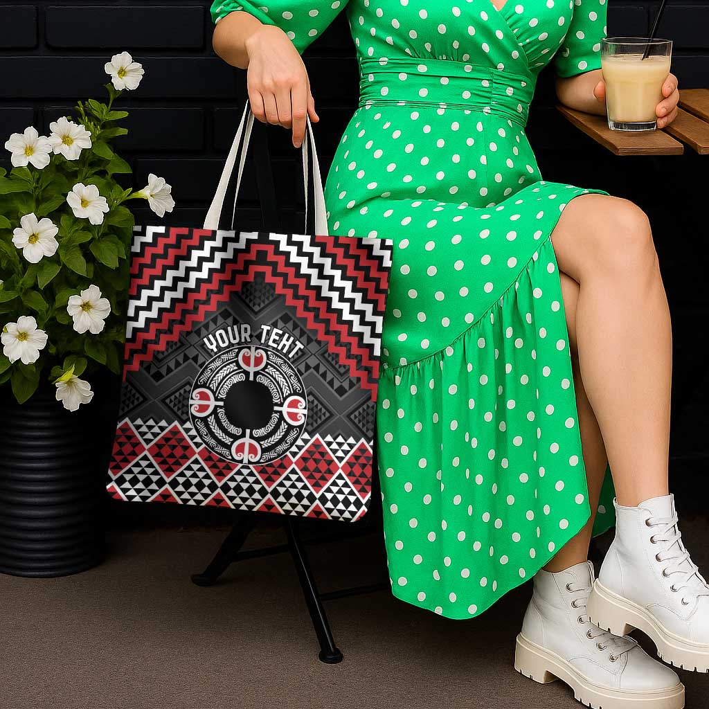 Personalised Aotearoa Niho Taniwha Motif Tote Bag Red Style - Aussie Hoodie