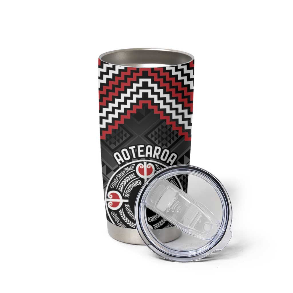 Personalised Aotearoa Niho Taniwha Motif Tumbler Cup Red Style