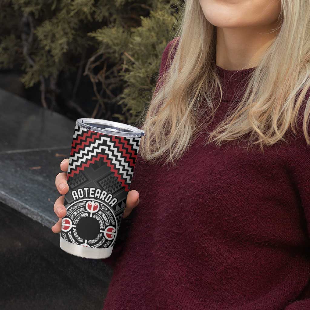 Personalised Aotearoa Niho Taniwha Motif Tumbler Cup Red Style