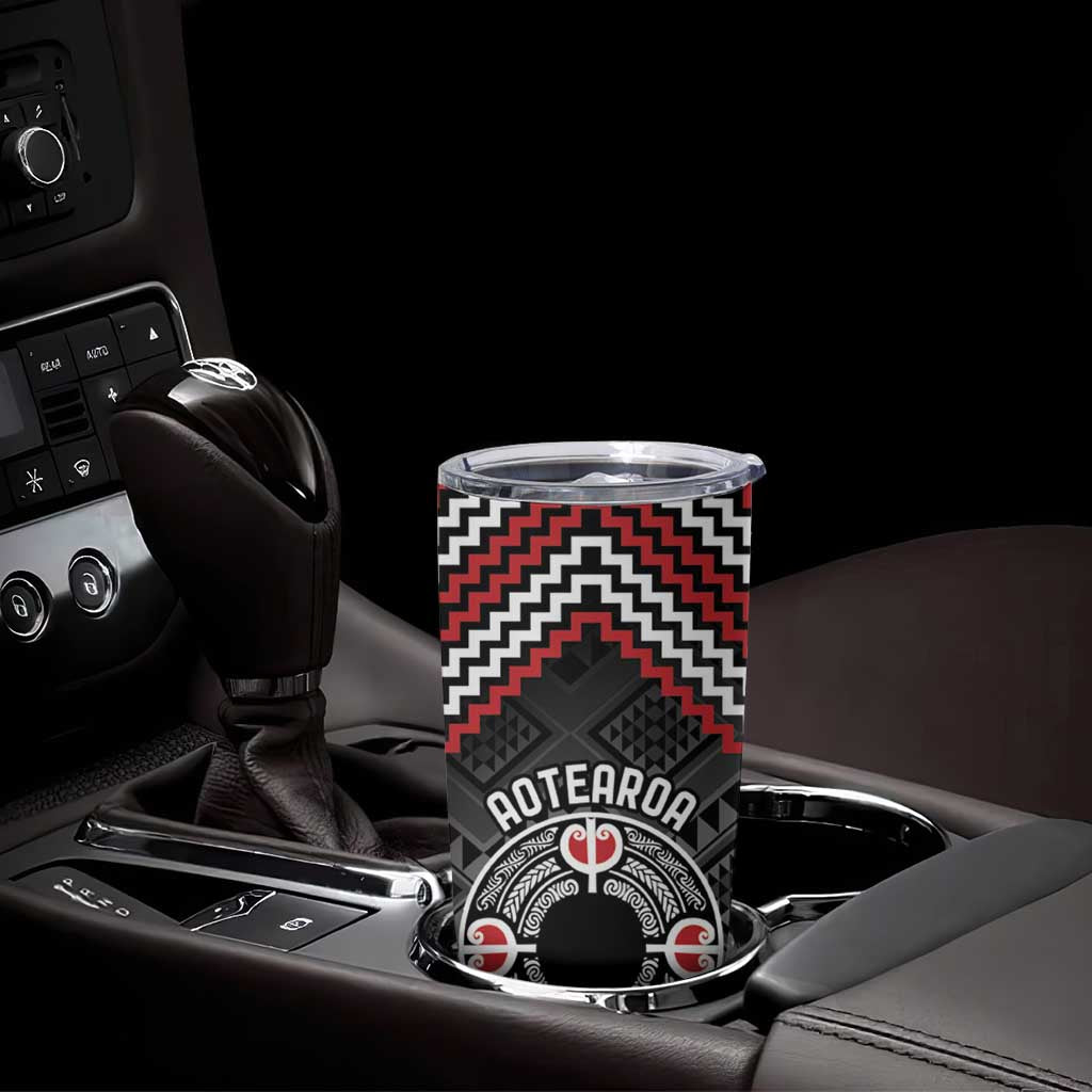 Personalised Aotearoa Niho Taniwha Motif Tumbler Cup Red Style