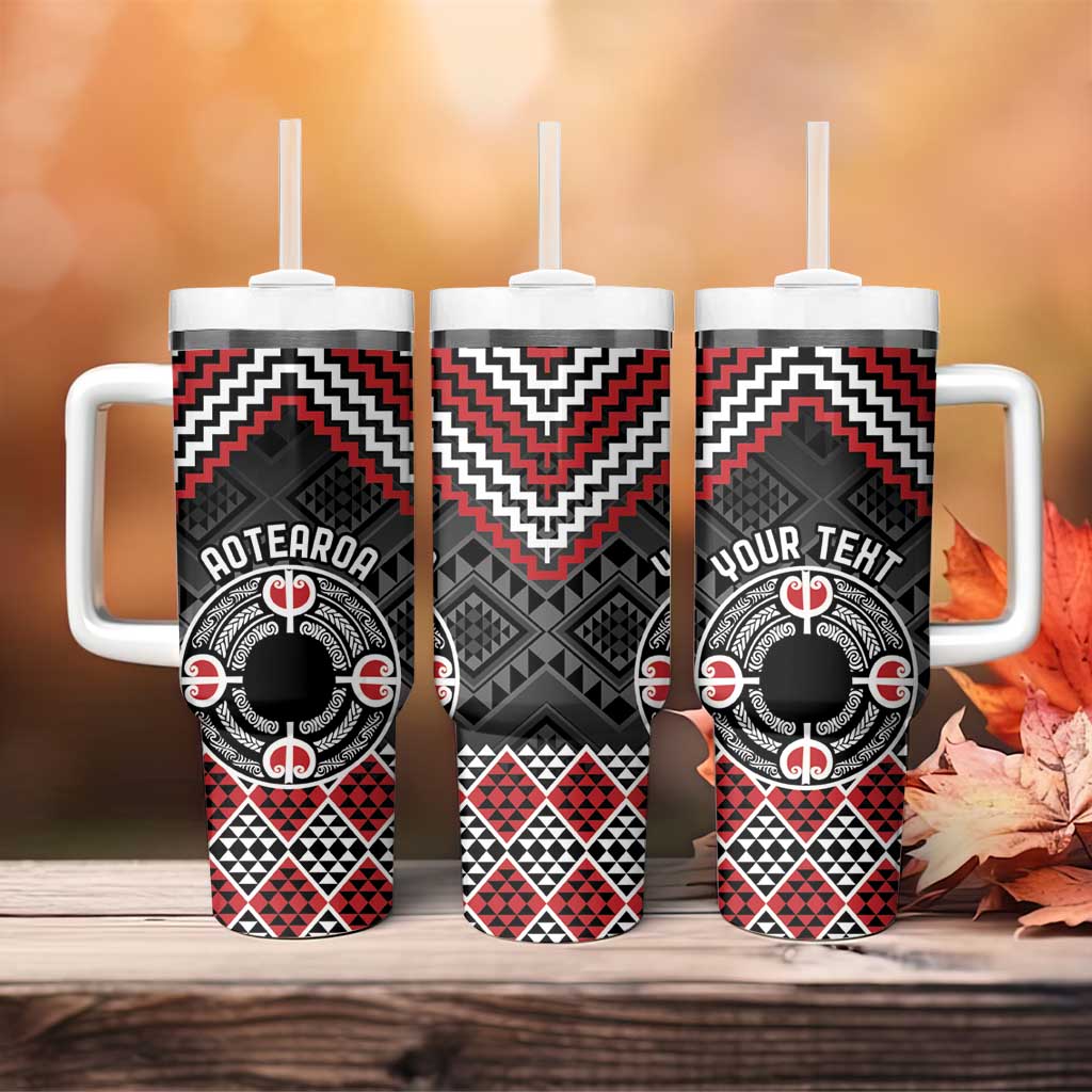 Personalised Aotearoa Niho Taniwha Motif Tumbler With Handle Red Style
