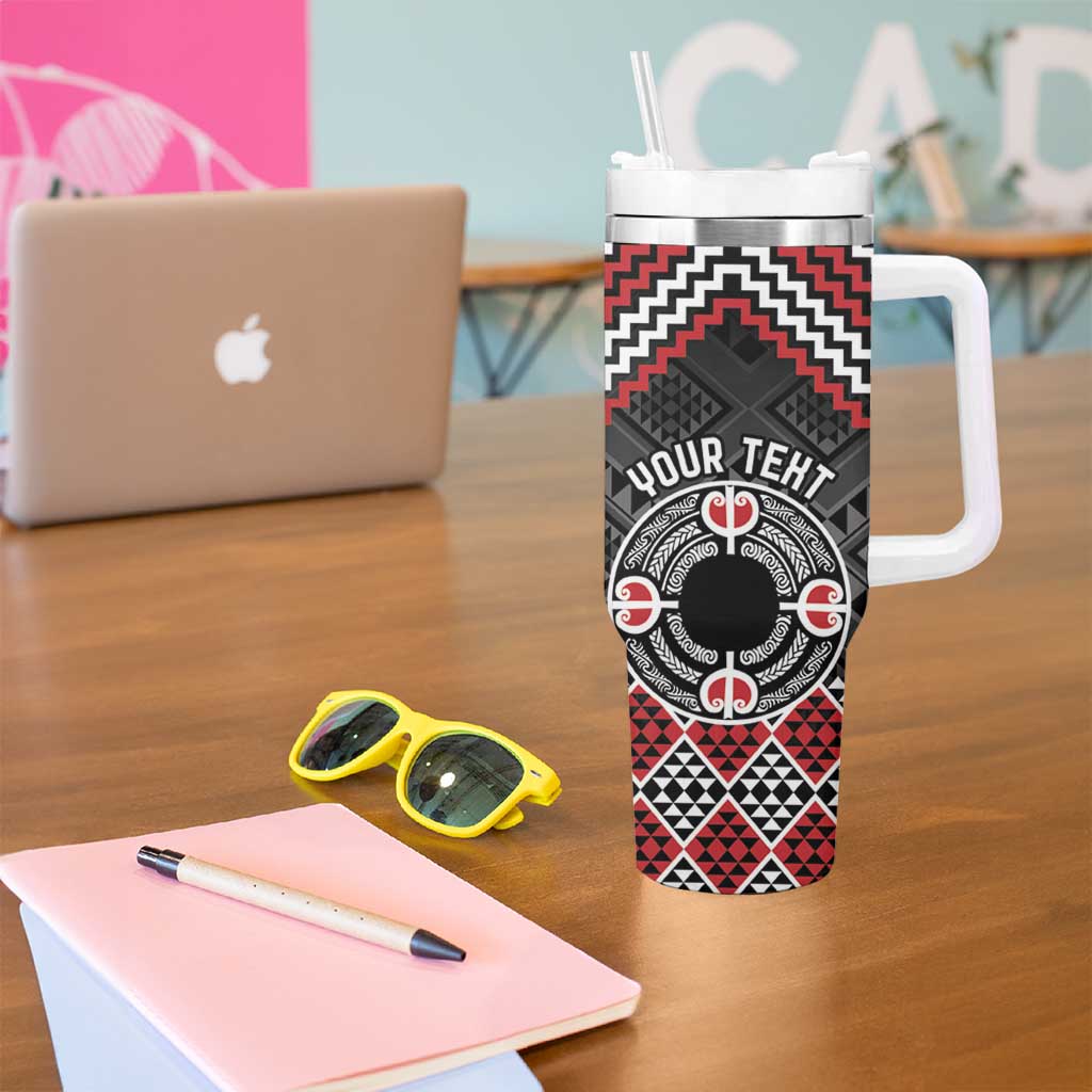 Personalised Aotearoa Niho Taniwha Motif Tumbler With Handle Red Style