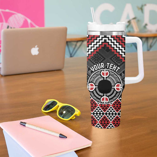 Personalised Aotearoa Niho Taniwha Motif Tumbler With Handle Red Style