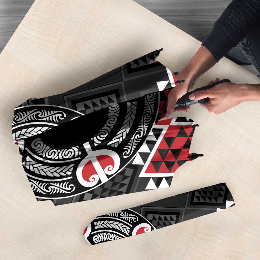 Personalised Aotearoa Niho Taniwha Motif Umbrella Red Style - Aussie Hoodie