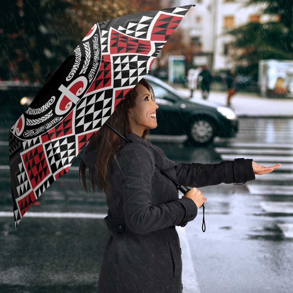 Personalised Aotearoa Niho Taniwha Motif Umbrella Red Style - Aussie Hoodie
