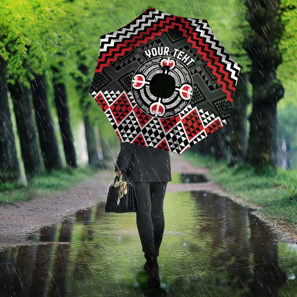 Personalised Aotearoa Niho Taniwha Motif Umbrella Red Style - Aussie Hoodie