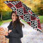 Personalised Aotearoa Niho Taniwha Motif Umbrella Red Style - Aussie Hoodie