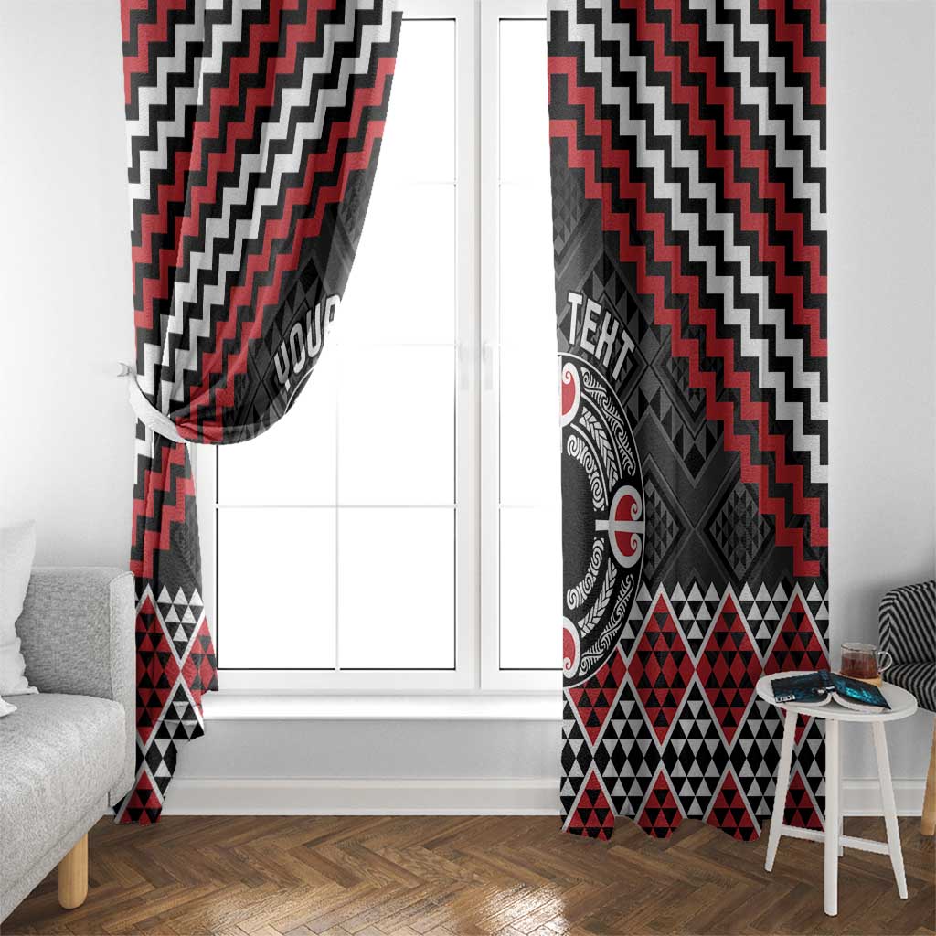 Personalised Aotearoa Niho Taniwha Motif Window Curtain Red Style