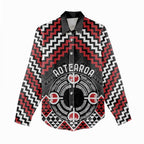 Personalised Aotearoa Niho Taniwha Motif Women Casual Shirt Red Style