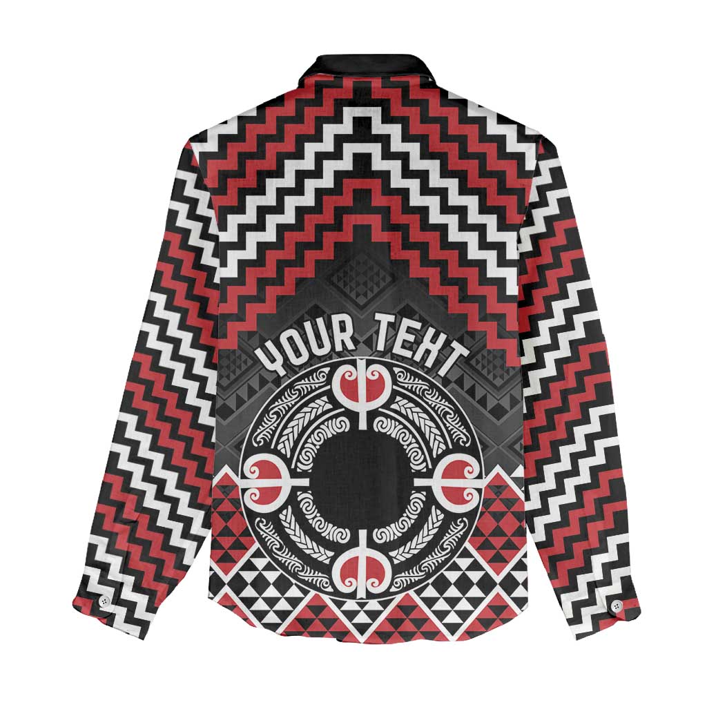 Personalised Aotearoa Niho Taniwha Motif Women Casual Shirt Red Style