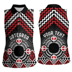 Personalised Aotearoa Niho Taniwha Motif Women Sleeveless Polo Shirt Red Style