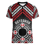 Personalised Aotearoa Niho Taniwha Motif Women V-Neck T-Shirt Red Style