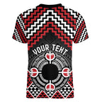 Personalised Aotearoa Niho Taniwha Motif Women V-Neck T-Shirt Red Style