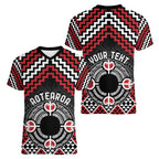 Personalised Aotearoa Niho Taniwha Motif Women V-Neck T-Shirt Red Style