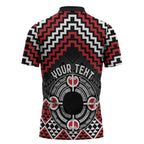 Personalised Aotearoa Niho Taniwha Motif Zipper Polo Shirt Red Style - Aussie Hoodie