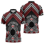 Personalised Aotearoa Niho Taniwha Motif Zipper Polo Shirt Red Style - Aussie Hoodie