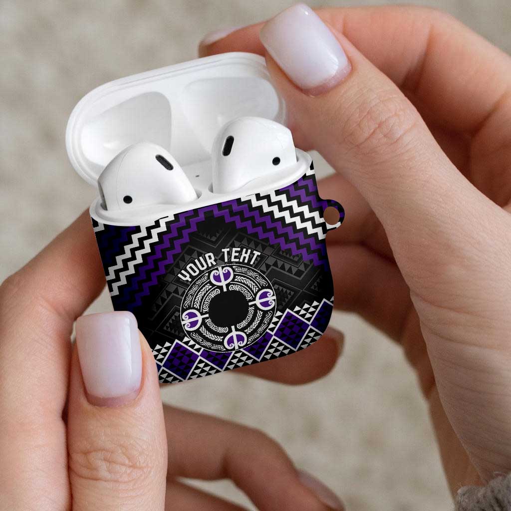 Personalised Aotearoa Niho Taniwha Motif AirPods Case Violet Style - Aussie Hoodie
